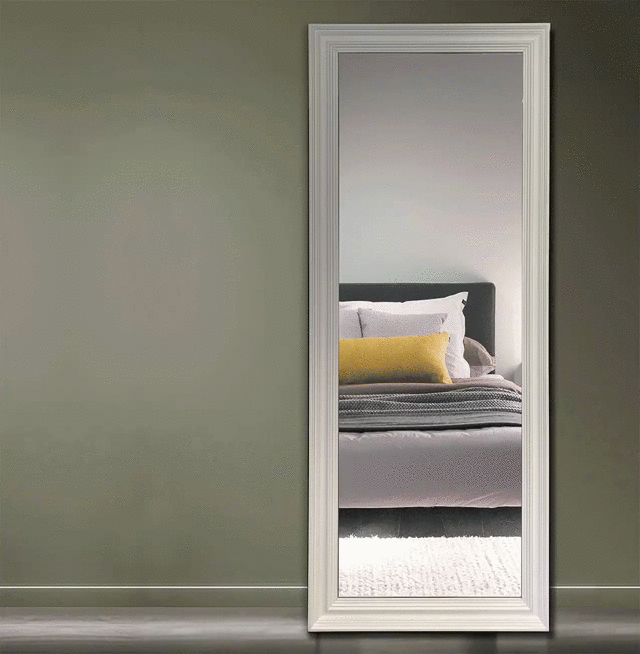 sliding door with mirror flush with the wall